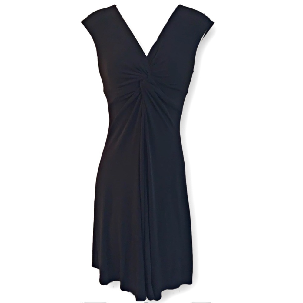 WHBM Knot Front V Neck Midi Little Black Dress 6